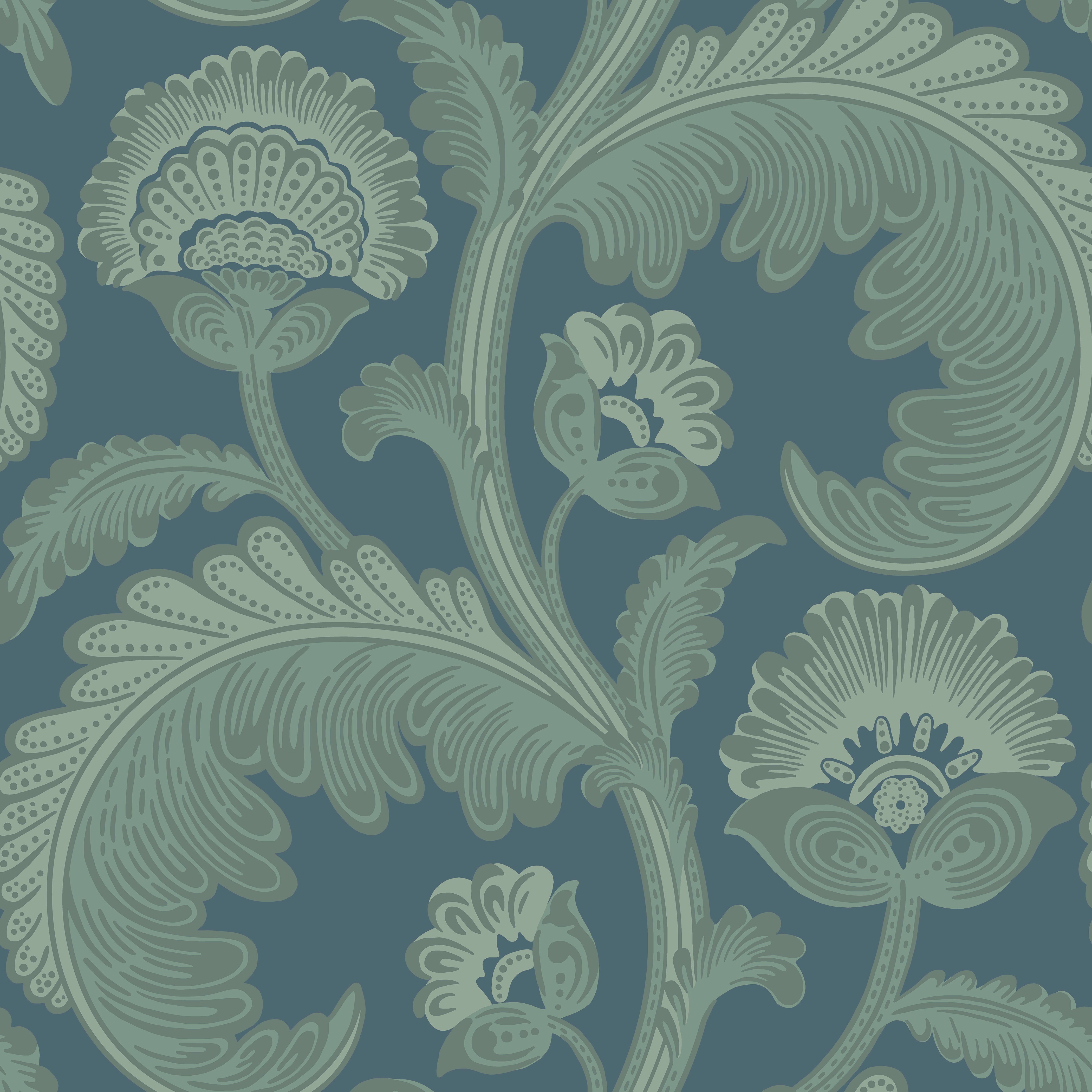 Fanfare Flock - Dk Egg/Pet - Cole & Son Wallpaper