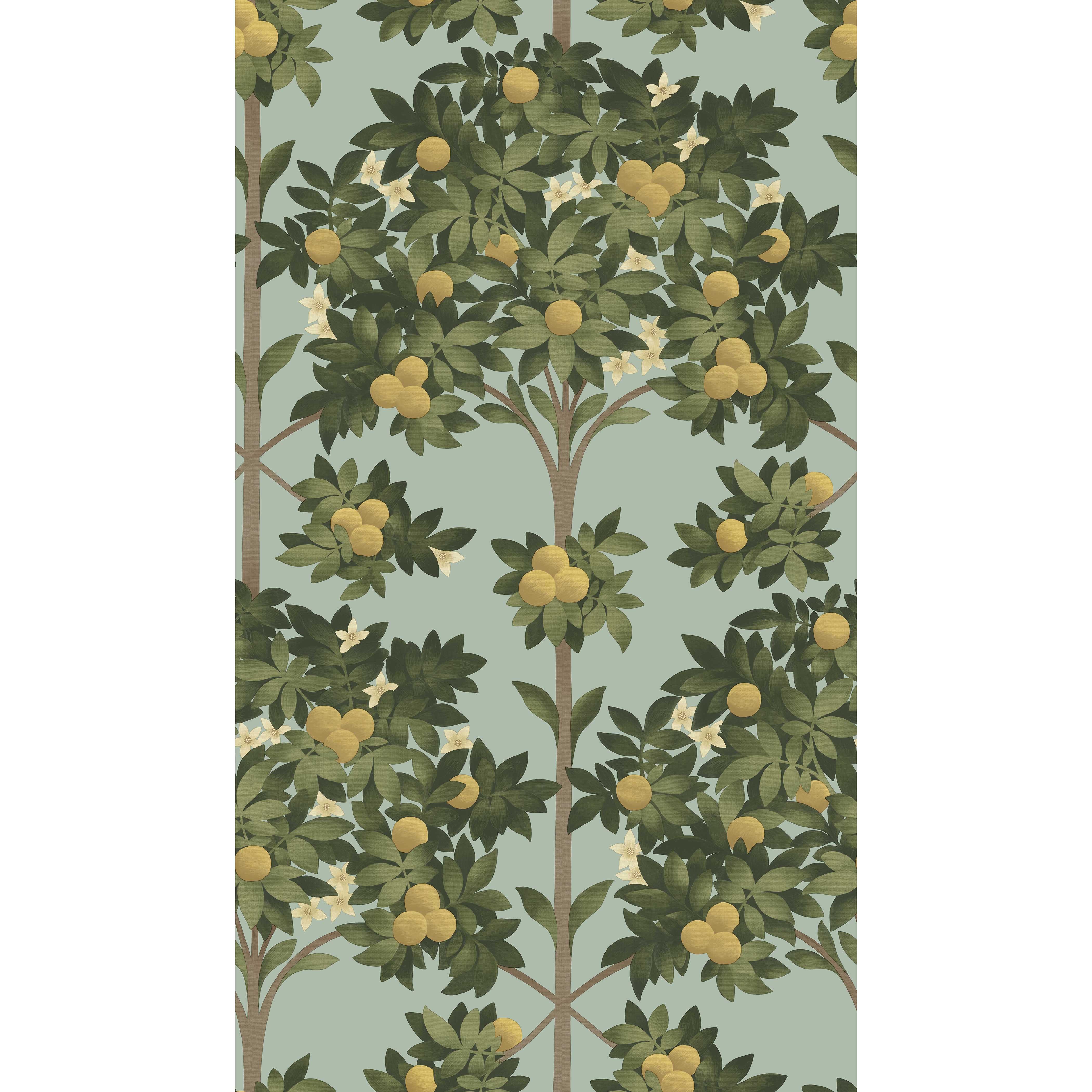 Orange Blossom - Lemon/Dk Olive Grn/Duck Egg - Cole & Son Wallpaper