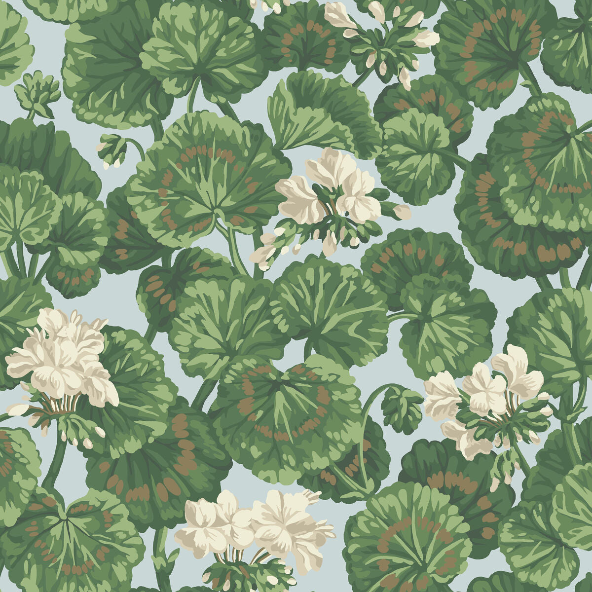 Geranium - White & Sage On Seafoam