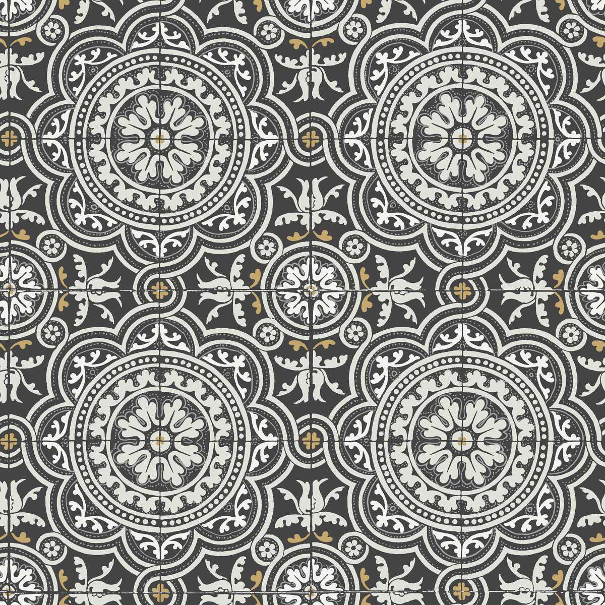 Piccadilly - Grey & Metallic Gold On Black - COLE & SON Wallpaper