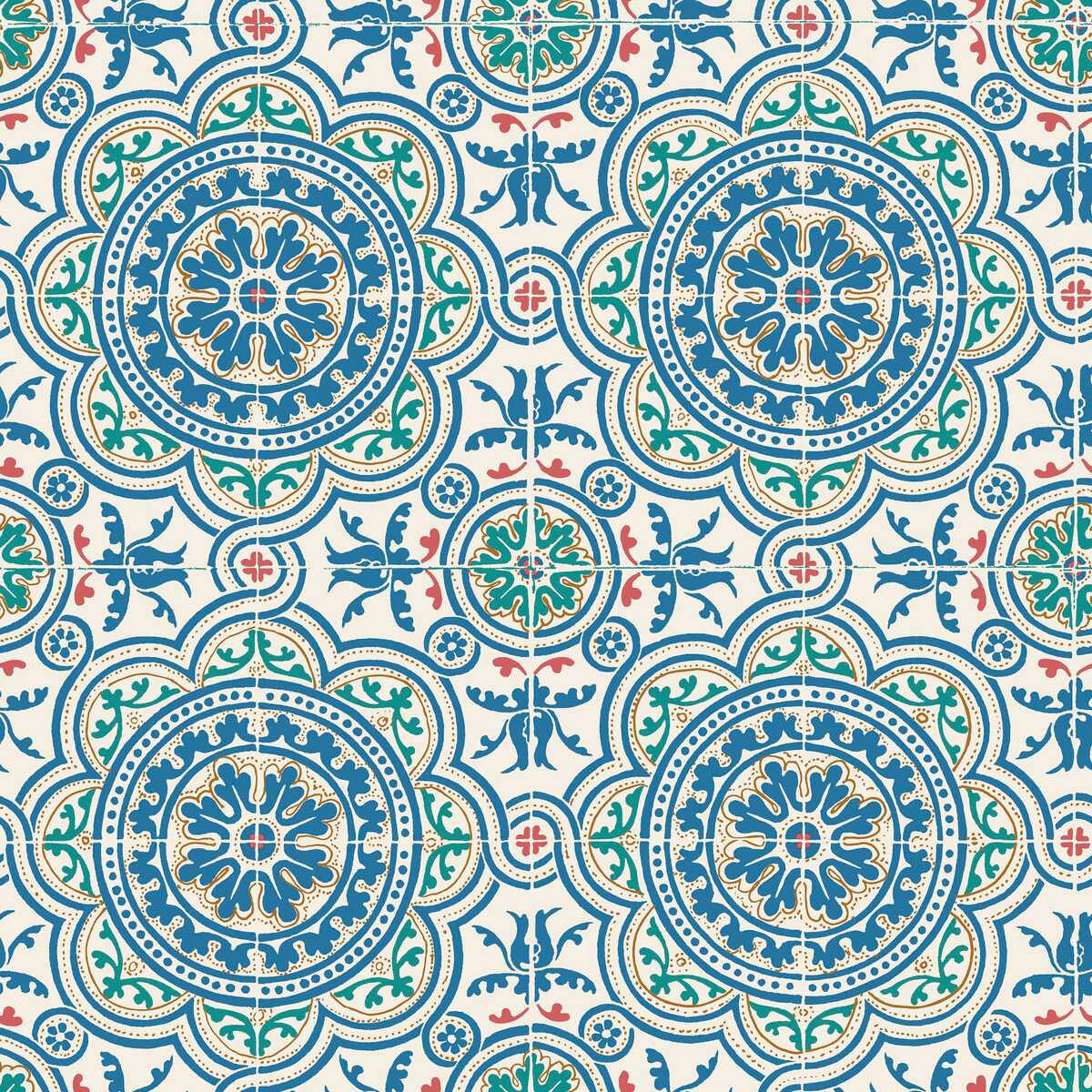 Piccadilly - Denim & Rouge On Chalk - COLE & SON Wallpaper