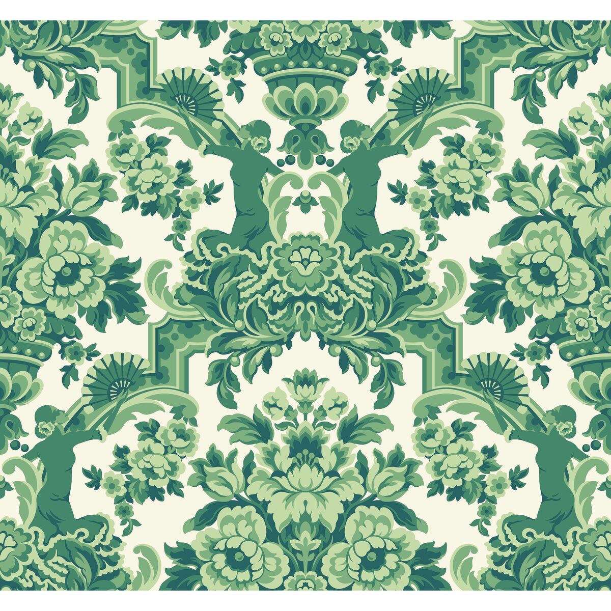 Lola - Forest Greens On White - Cole & Son Wallpaper