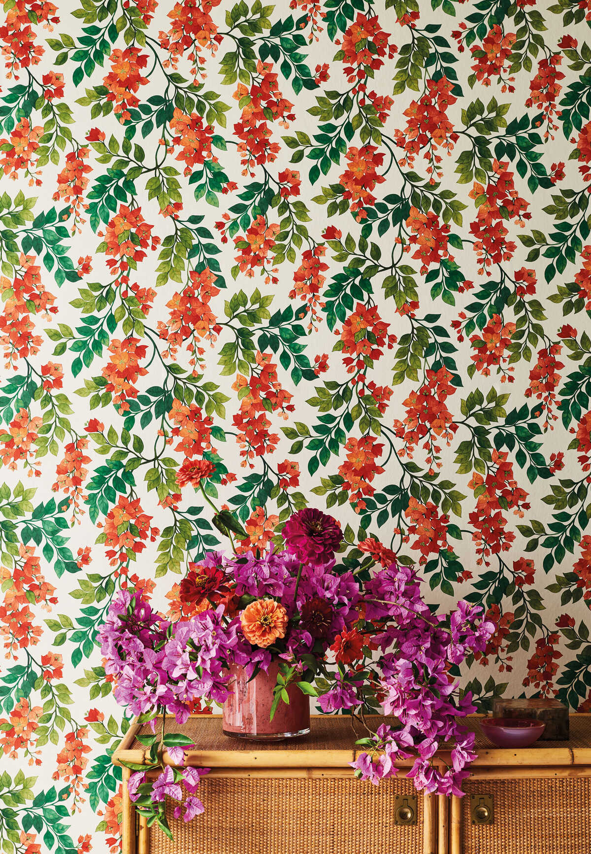 Bougainvillea - Rouge/Olive Grn/Emerald/Crm - COLE & SON Wallpaper