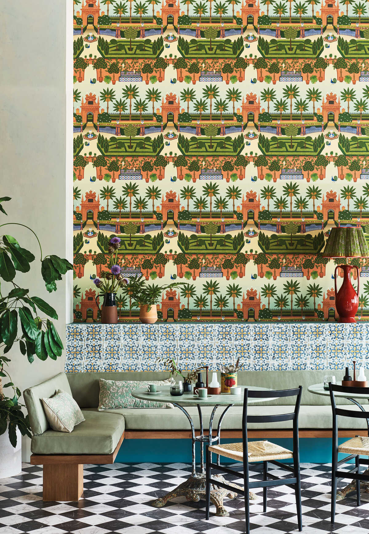 Alcazar Gardens - Terracotta/Spring Gr/Multi - COLE & SON Wallpaper