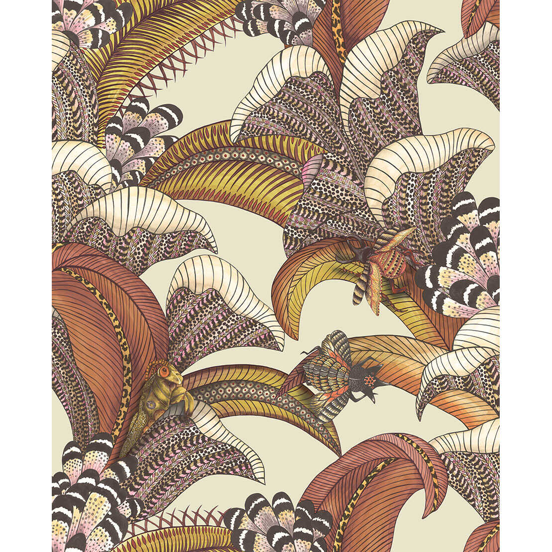 Hoopoe Leaves - Crimson - COLE & SON Papel pintado