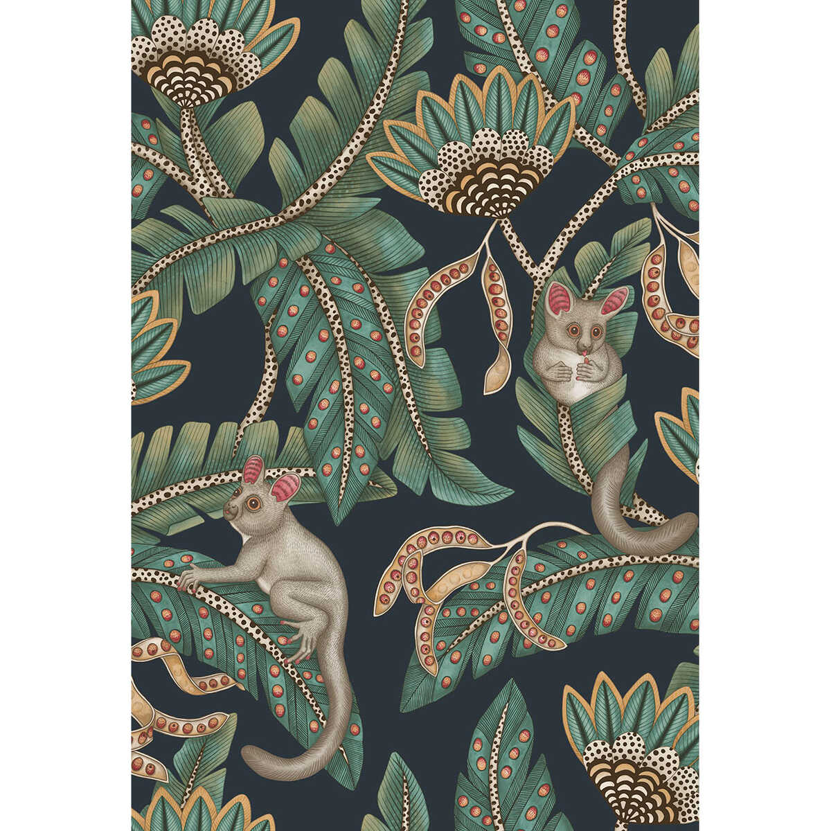 Bush Baby - Teal&Ochre/Ink - COLE & SON Wallpaper