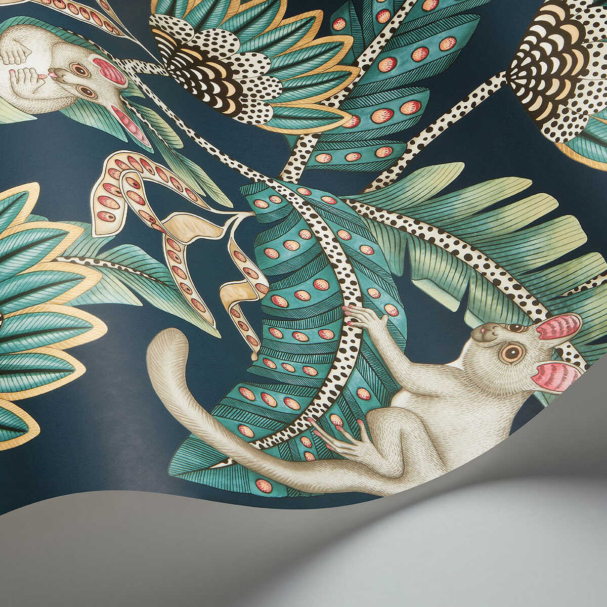 Bush Baby - Teal&Ochre/Ink - COLE & SON Wallpaper