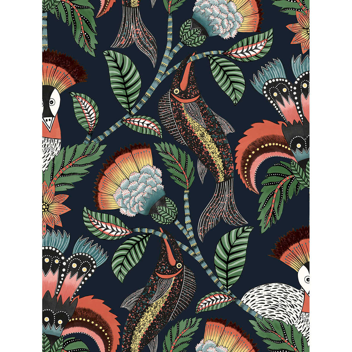 Nene - Tangerine Ink - COLE & SON Wallpaper