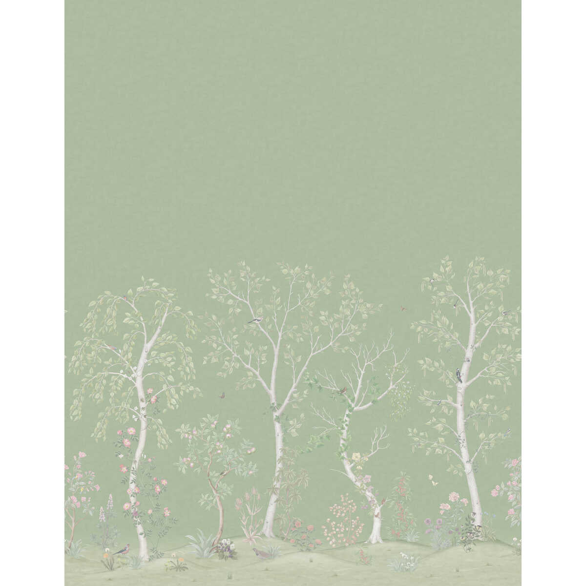 Seasonal Woods Silk - Olive Silk - COLE & SON Wallpaper
