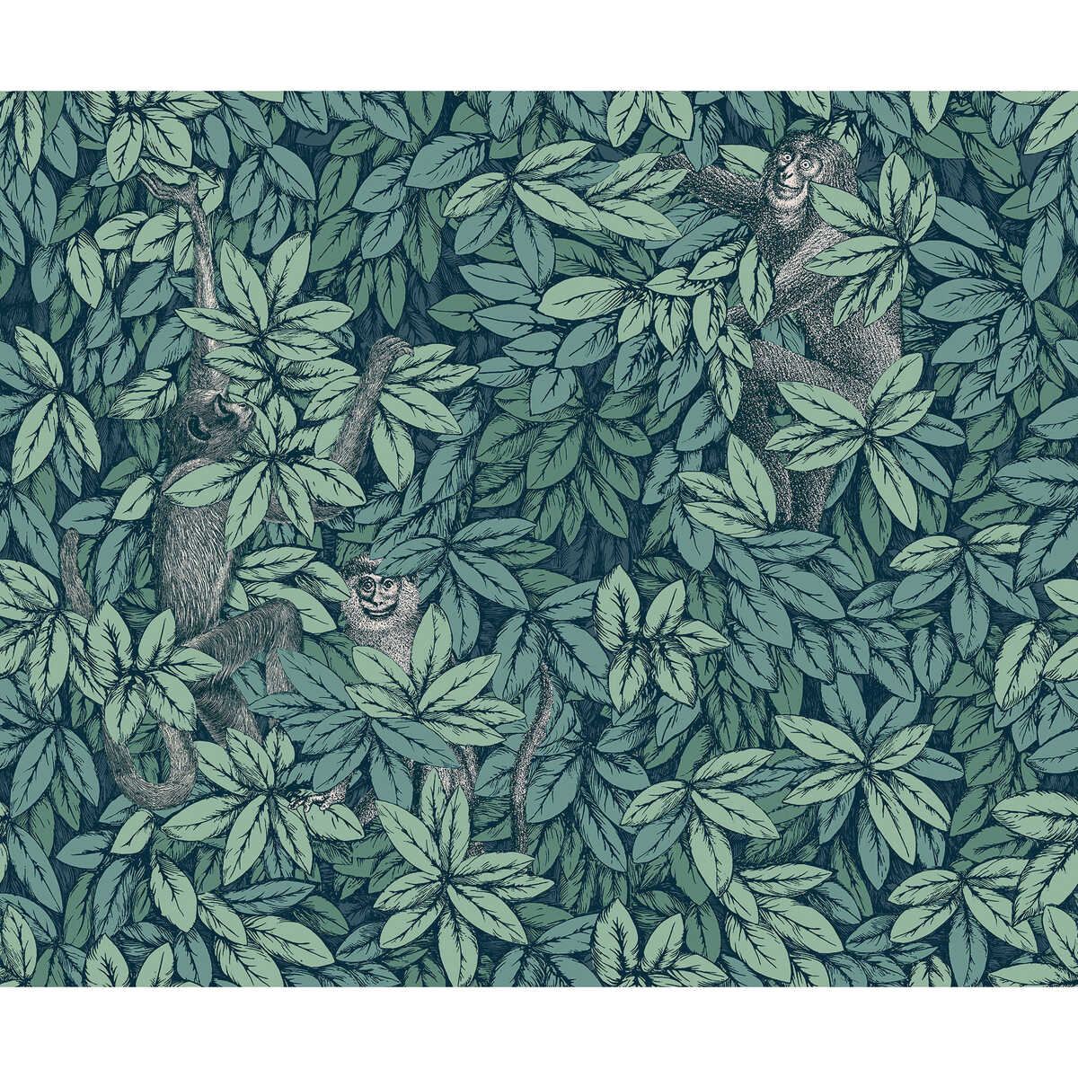 Foglie E Scimmie - Viridian - COLE & SON Wallpaper