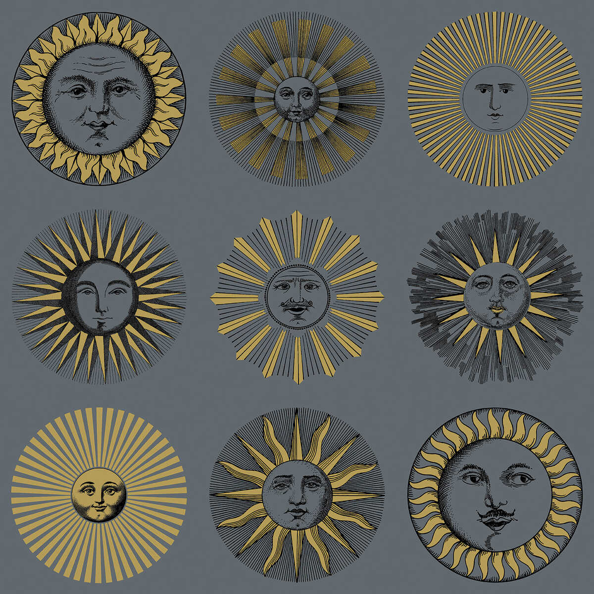 Soli - Midnight & Soft Gold - COLE & SON Wallpaper