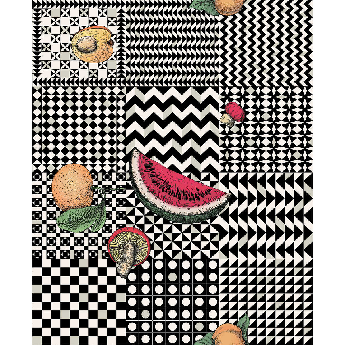 Frutta E Geometrico - Multi - COLE & SON Wallpaper
