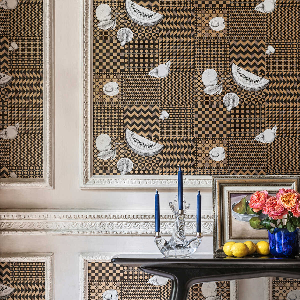 Frutta E Geometrico - Gold - COLE & SON Wallpaper