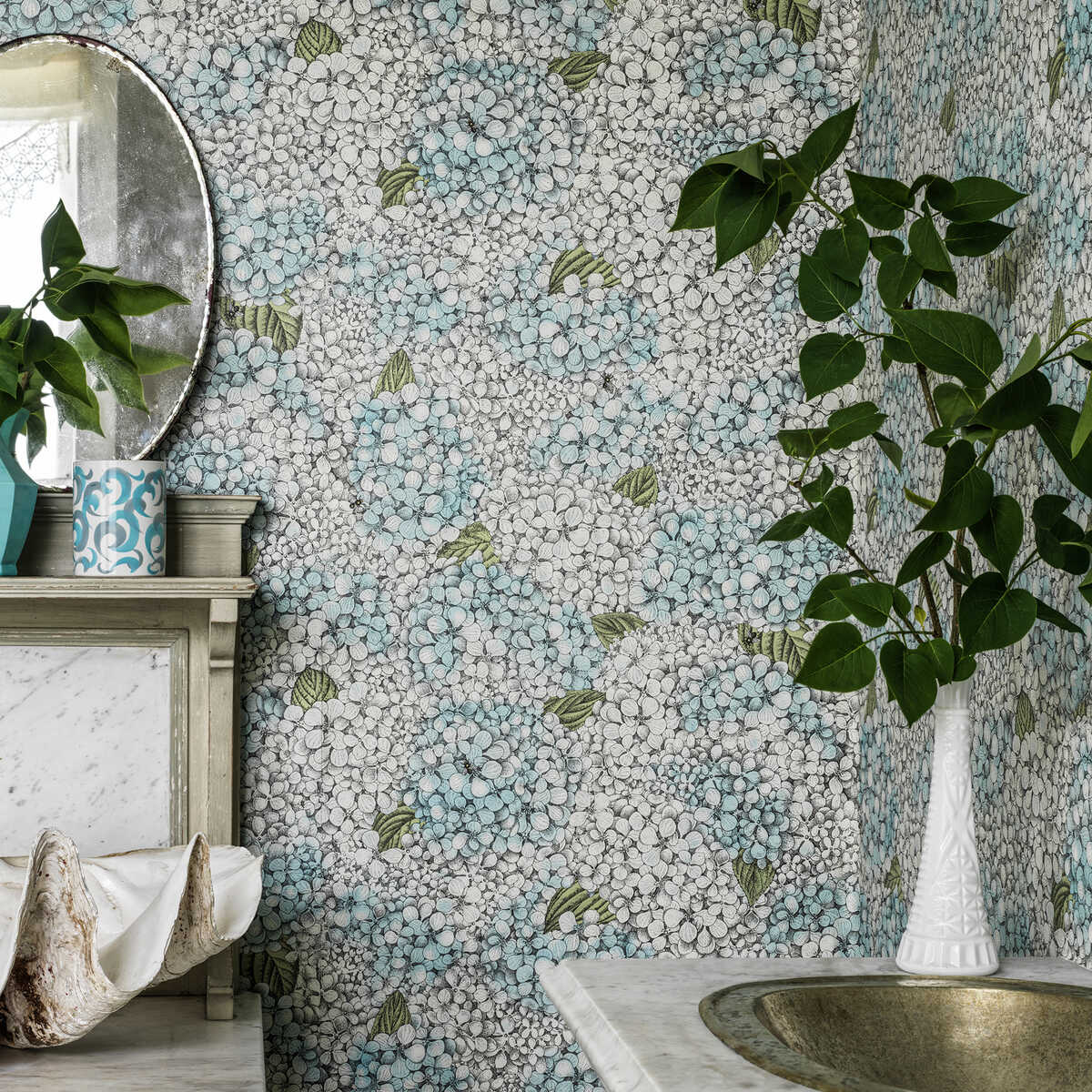 Ortensia - Blue & Cream - COLE & SON Papel pintado