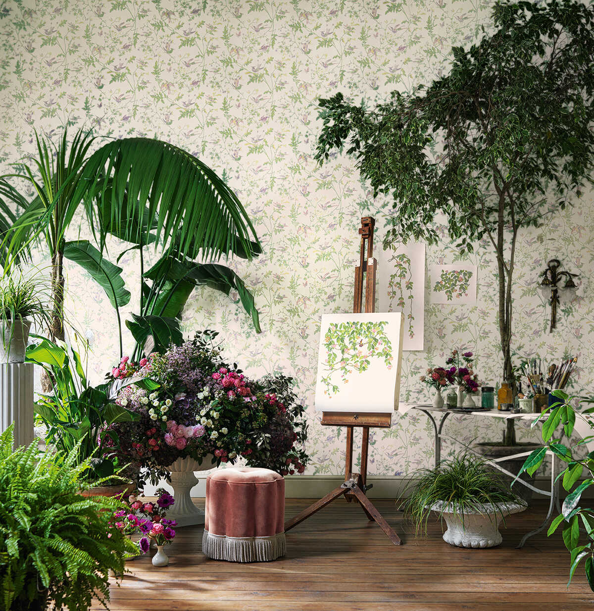 Hummingbirds - Blush Sage - COLE & SON Wallpaper