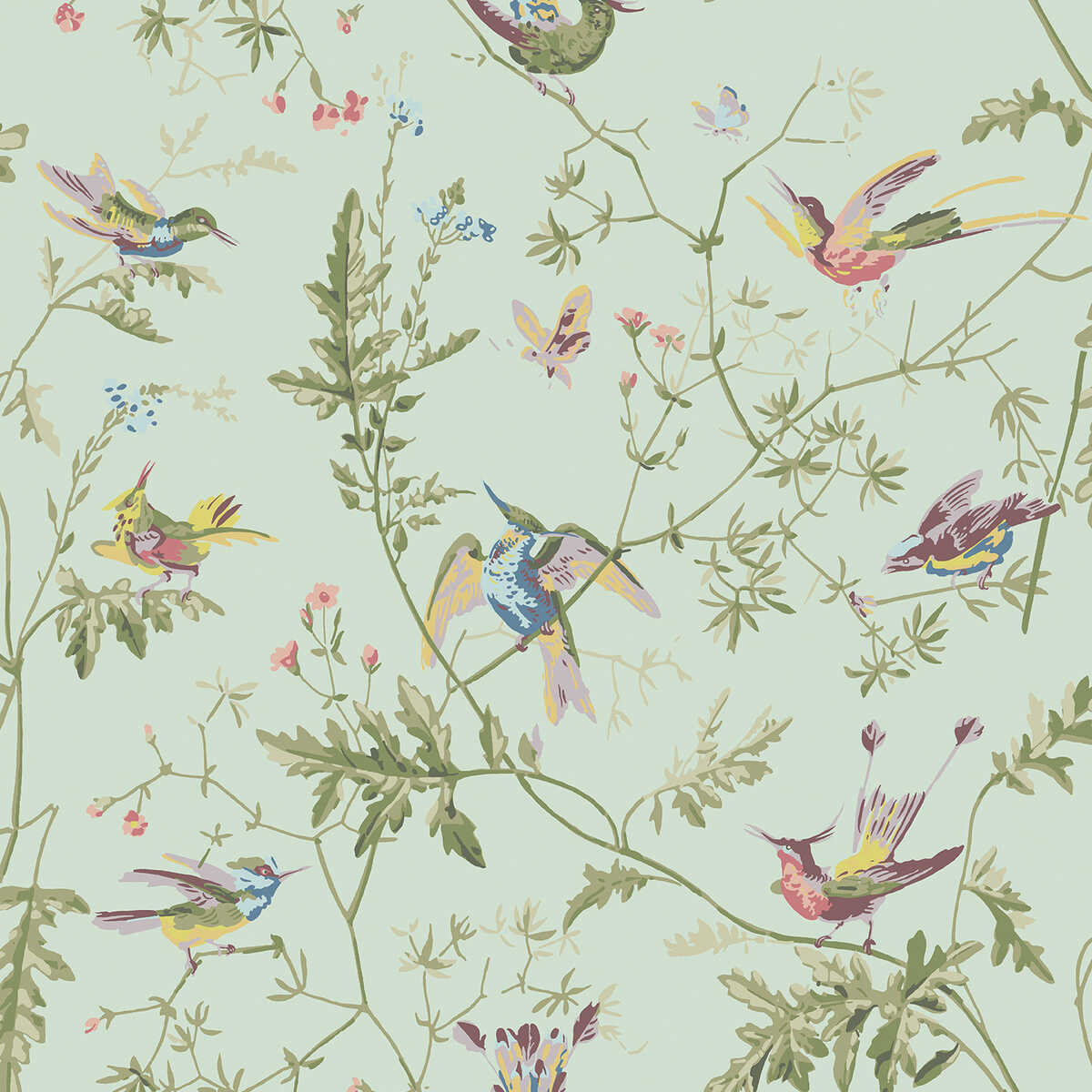 Hummingbirds - Spa/Multi - COLE & SON Wallpaper