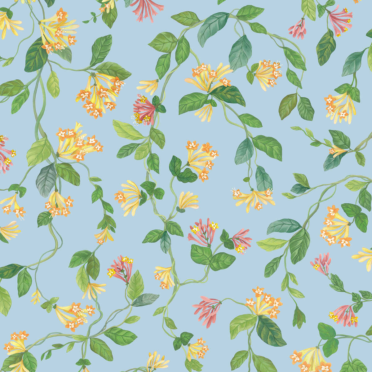 Flora - Blue/Orange - COLE & SON Wallpaper
