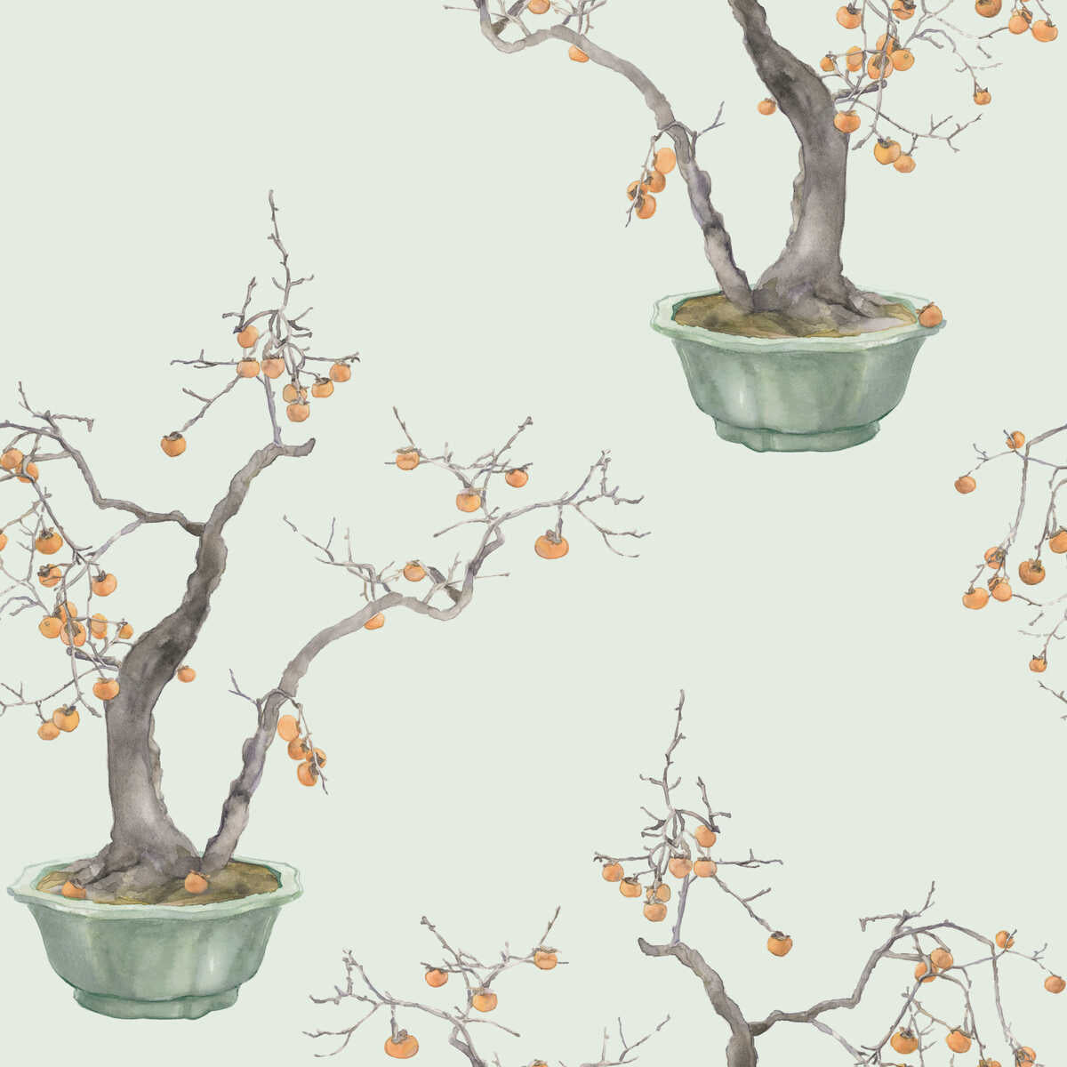 Kaki Persimmon - Jade Green - COLE & SON Wallpaper