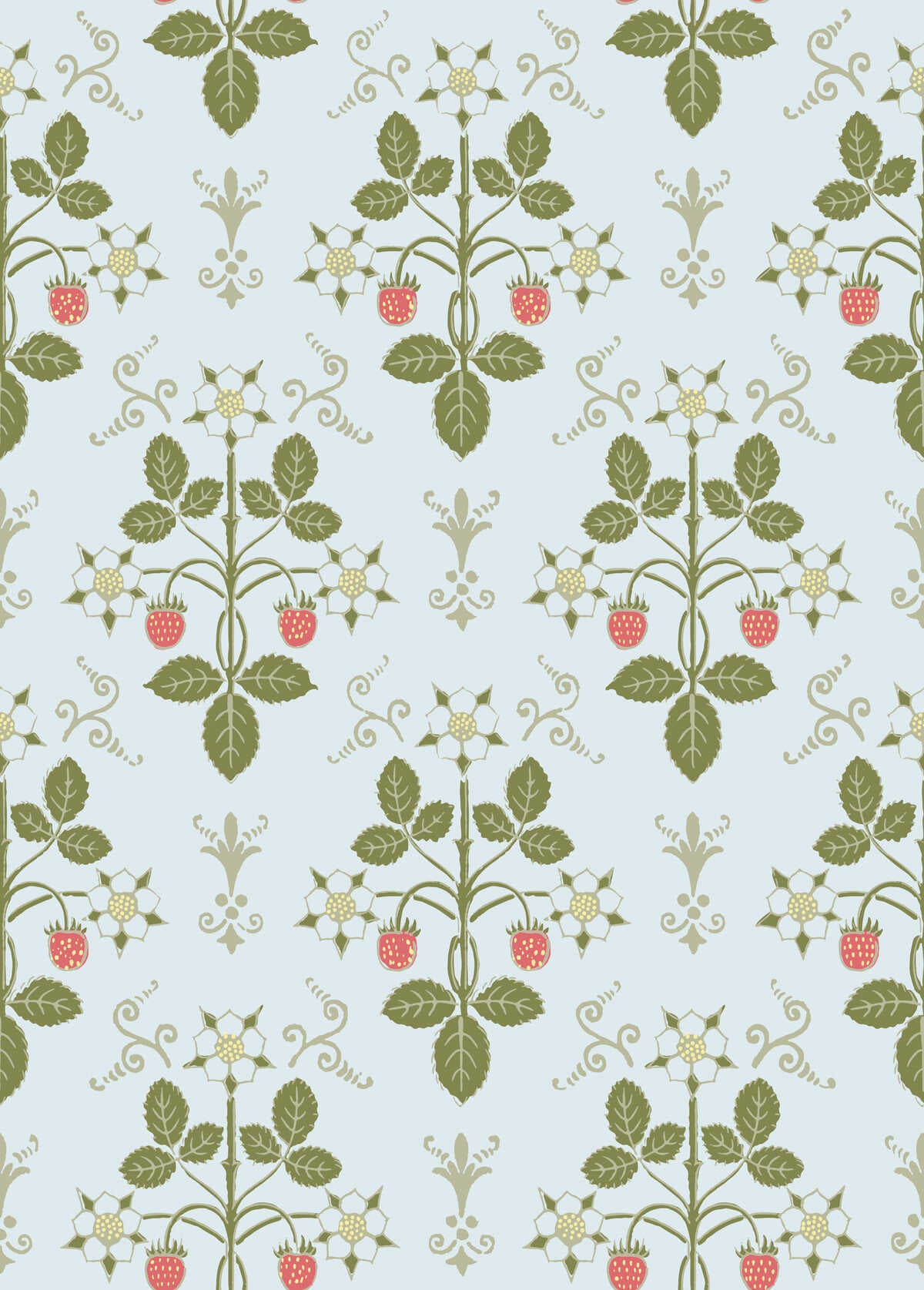 Strawberry - Olive/Blue - COLE & SON Wallpaper