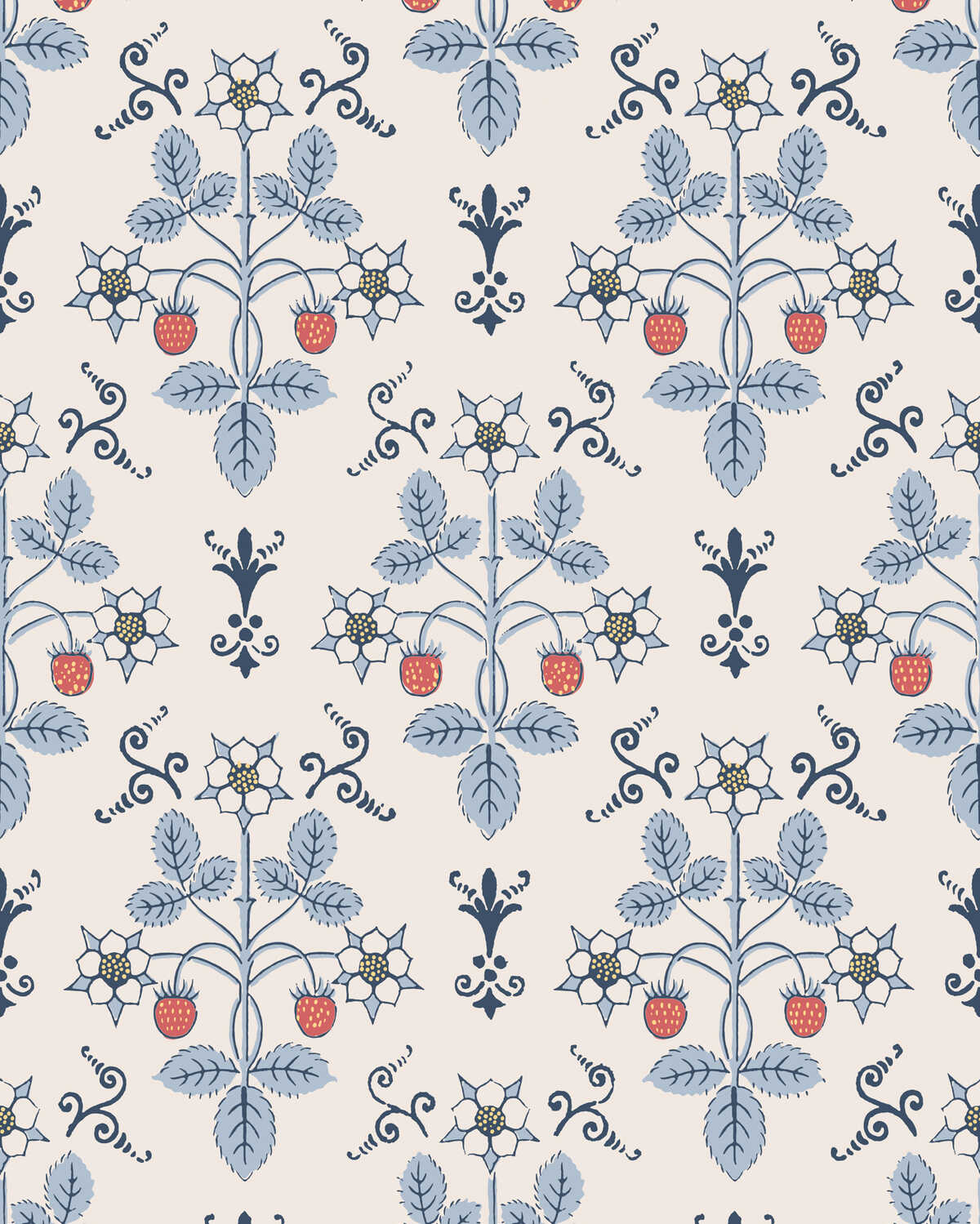 Strawberry - Blue/Cream - COLE & SON Wallpaper