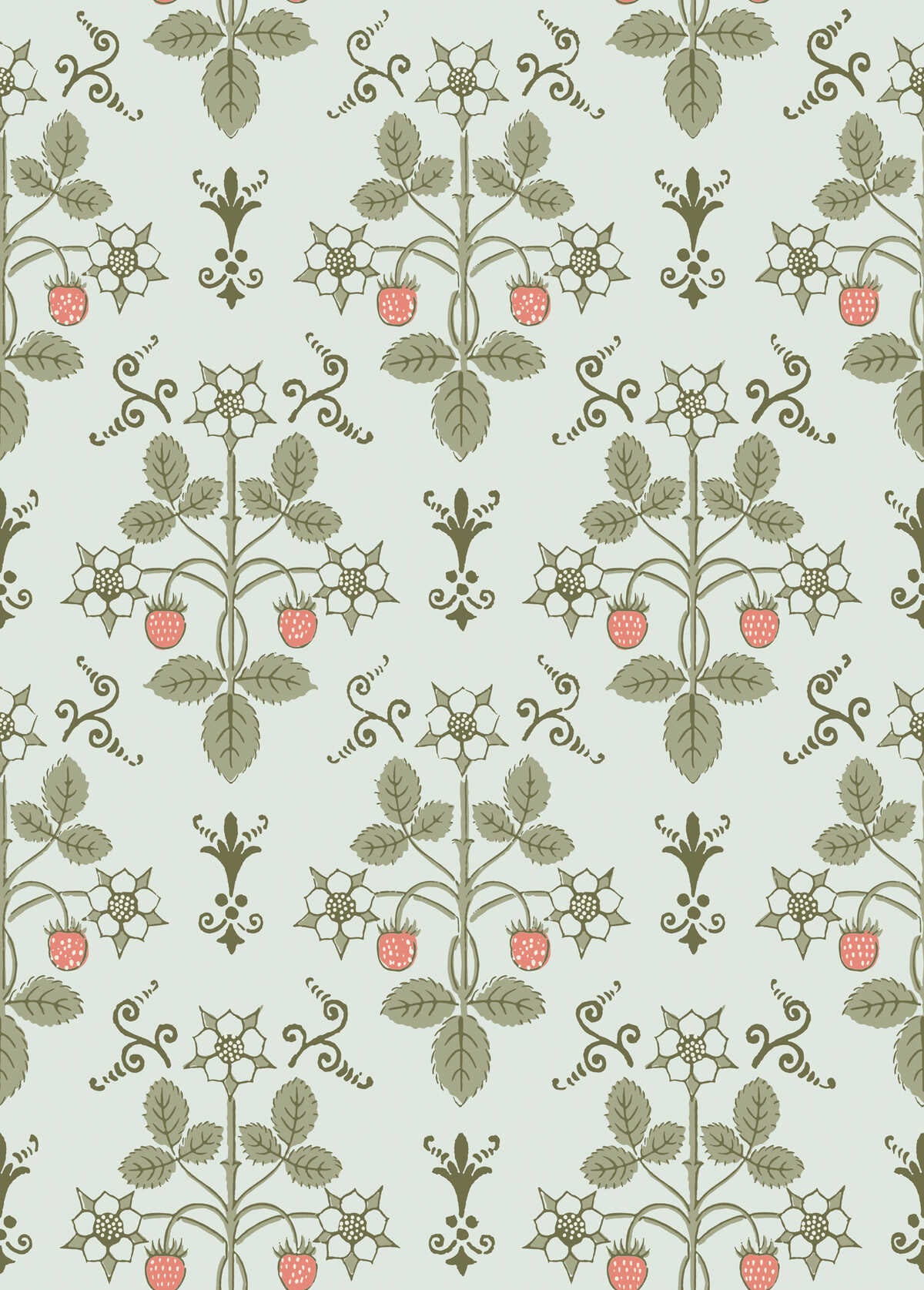Strawberry - Duck Egg - COLE & SON Wallpaper