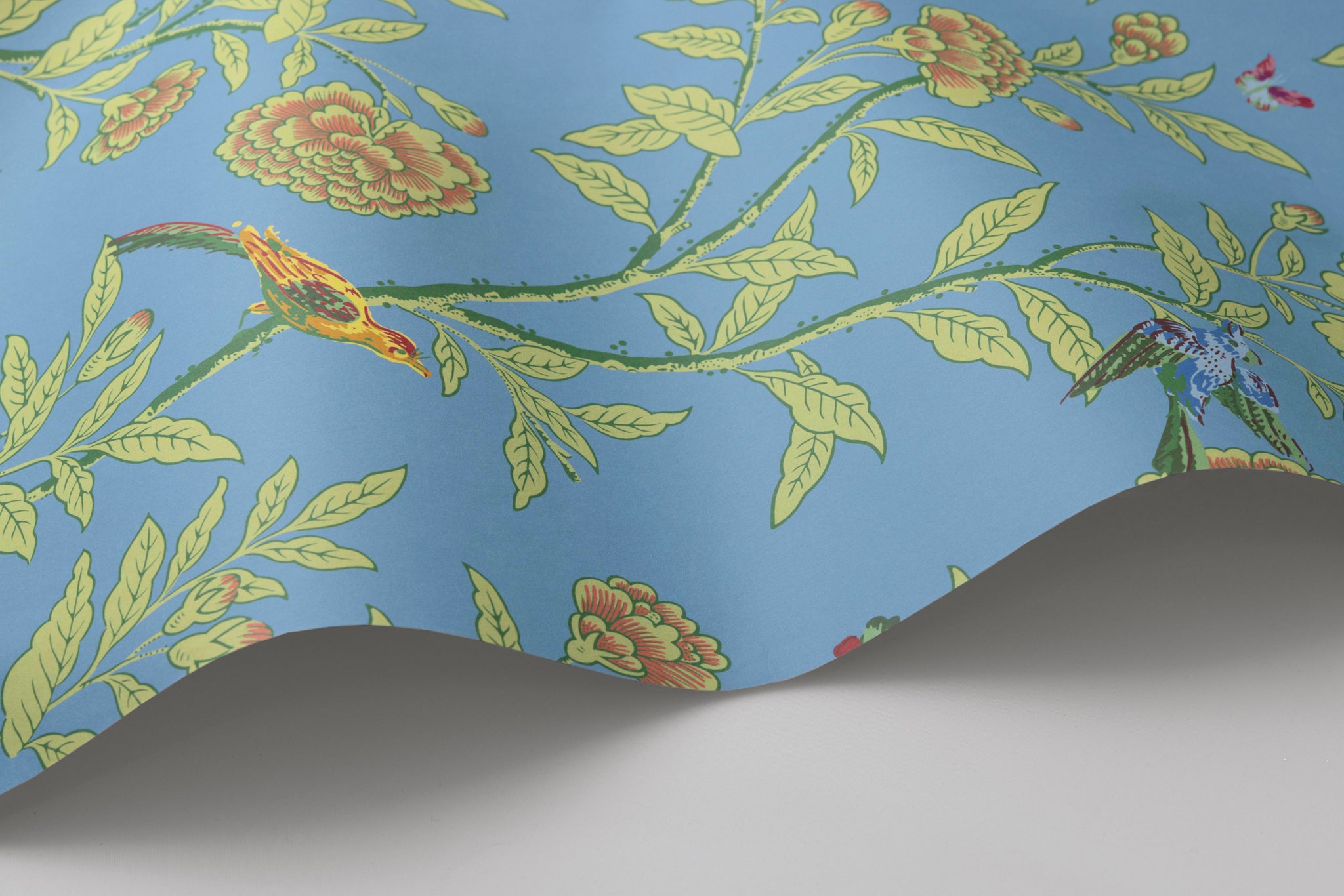 Roseberry With Birds - Blue - Cole & Son Wallpaper