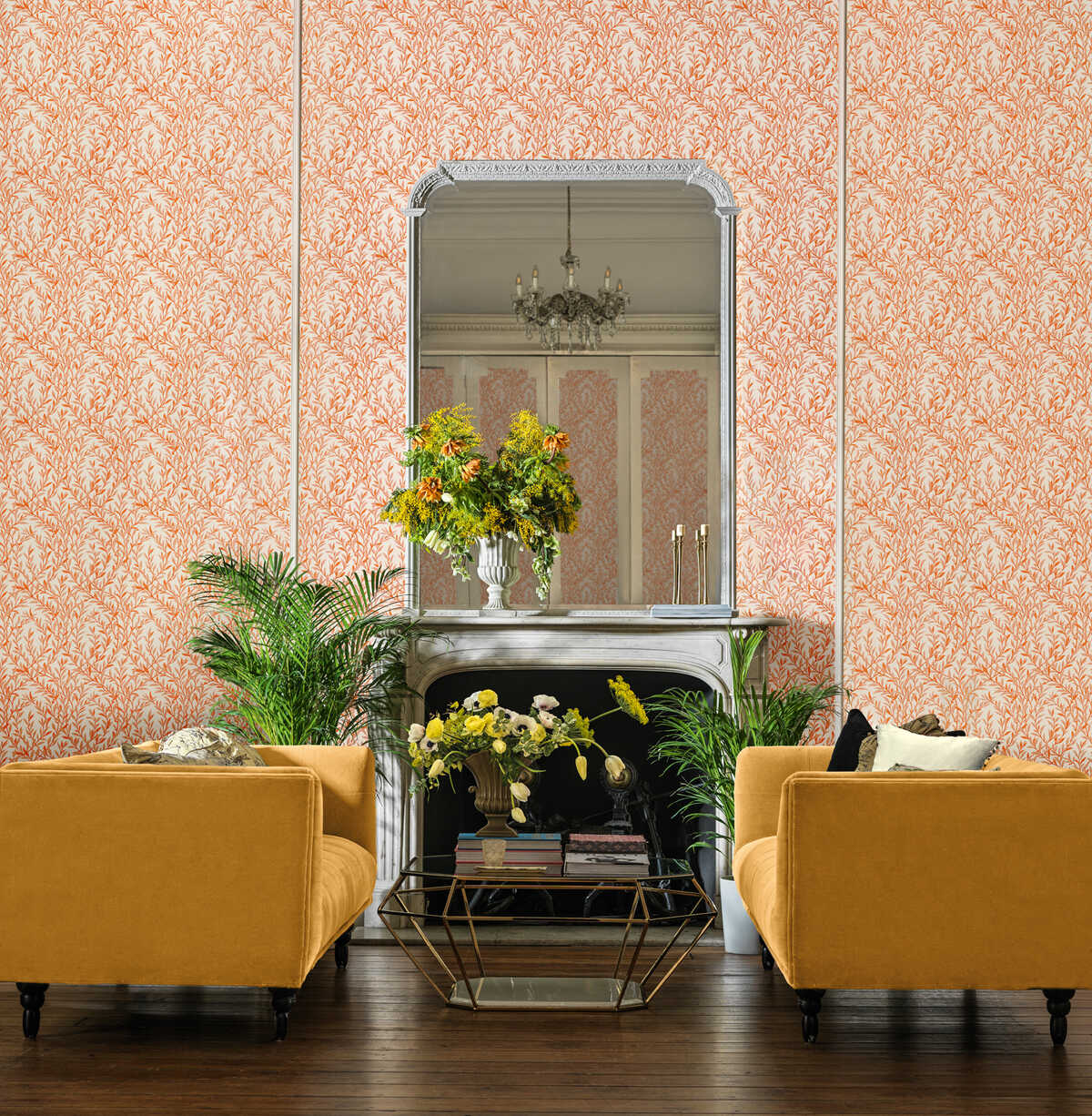 Willow Branch - Tangerine/Cream - COLE & SON Wallpaper