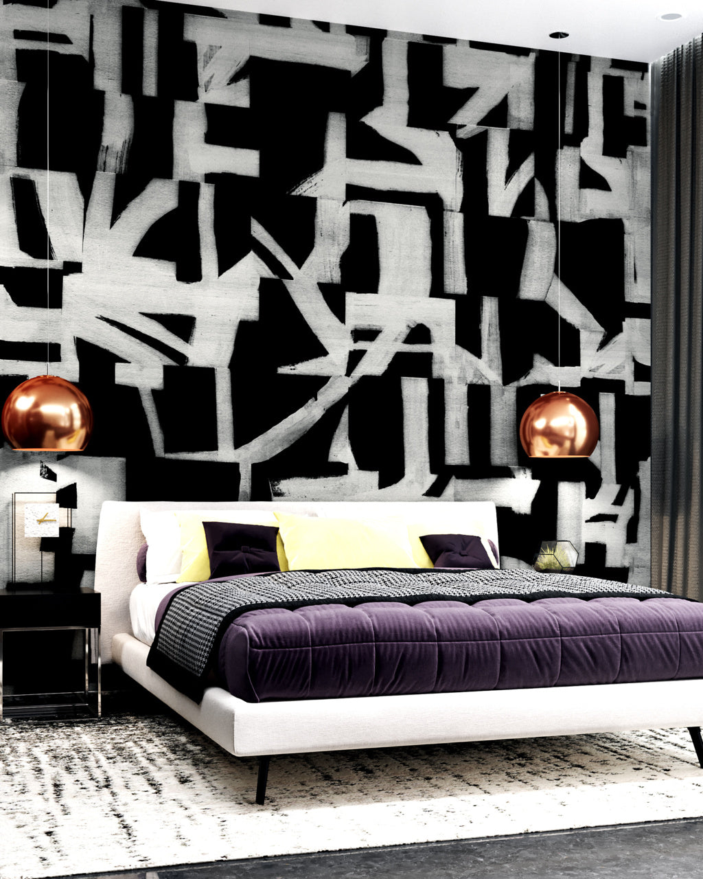 OFFSET-INVERTED-BLACK-ON-STAR-DUST-SILK-PHILLIP-JEFFRIES-9137 - Phillip Jeffries Wallpaper Wallcovering