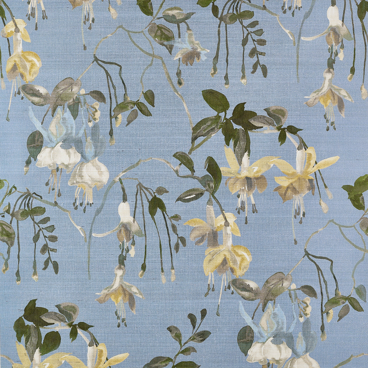 BLUSHING-BLOOMS-OXFORD-BLUE-ON-MANILA-HEMP-PHILLIP-JEFFRIES-9831 - Phillip Jeffries Wallpaper Wallcovering