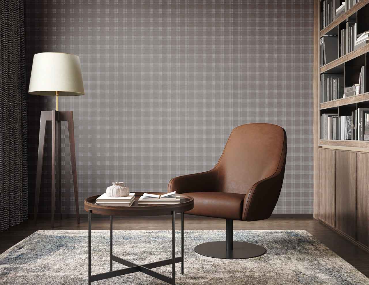 Prairie Plaid White and Greige on Canvas Linen - Phillip Jeffries 10726 - Phillip Jeffries Wallpaper Wallpaper