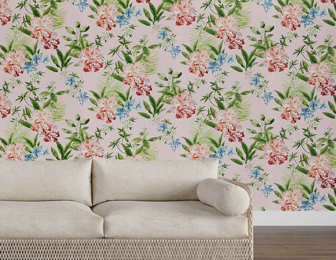 Aloha Orchids Spicy Mojito on Manila Hemp - Phillip Jeffries 10557 - Phillip Jeffries Wallpaper Wallpaper