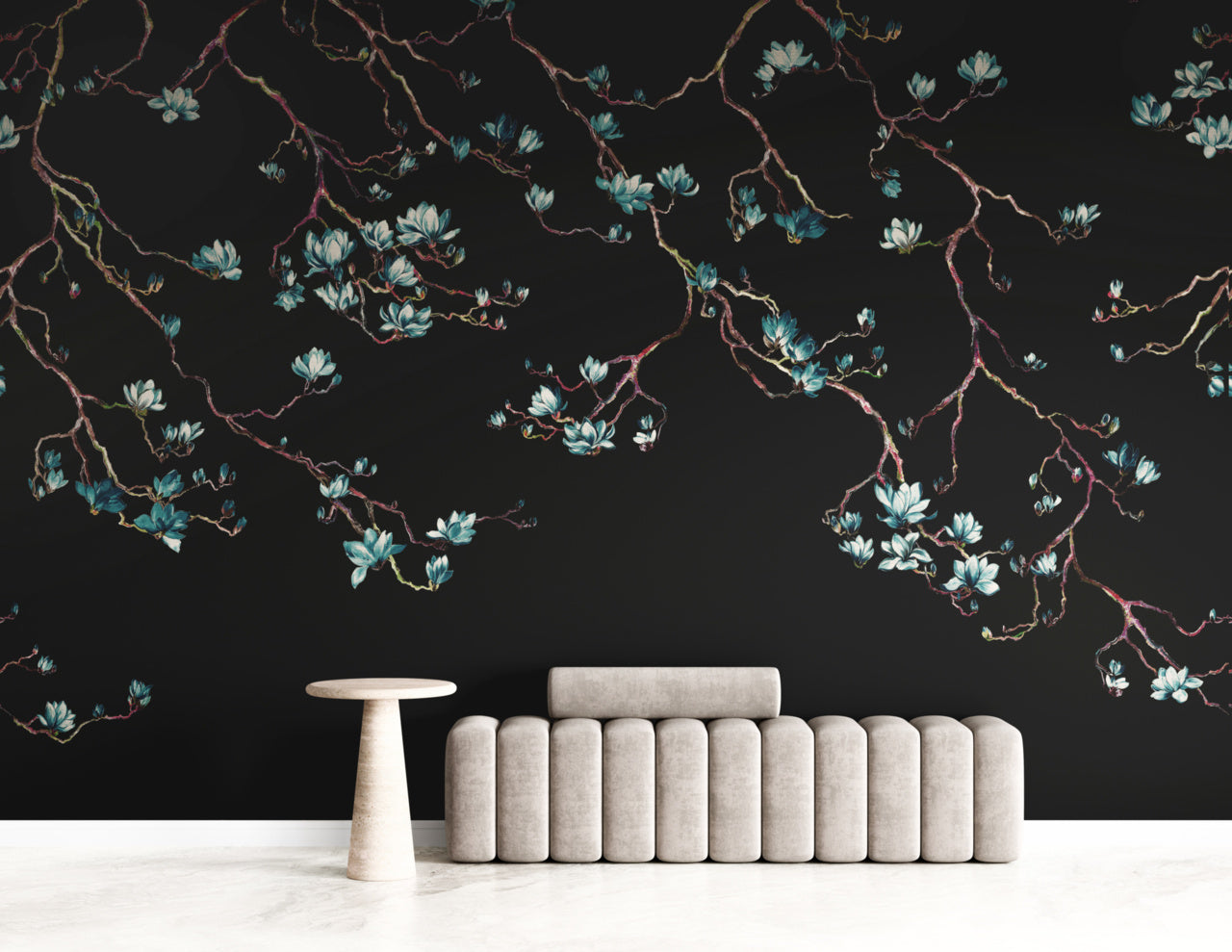 BLOSSOM-MULTICOLOR-MIDNIGHT-ON-VINYL-GLAM-GRASS-PHILLIP-JEFFRIES-6406 - Phillip Jeffries Wallpaper Wallcovering