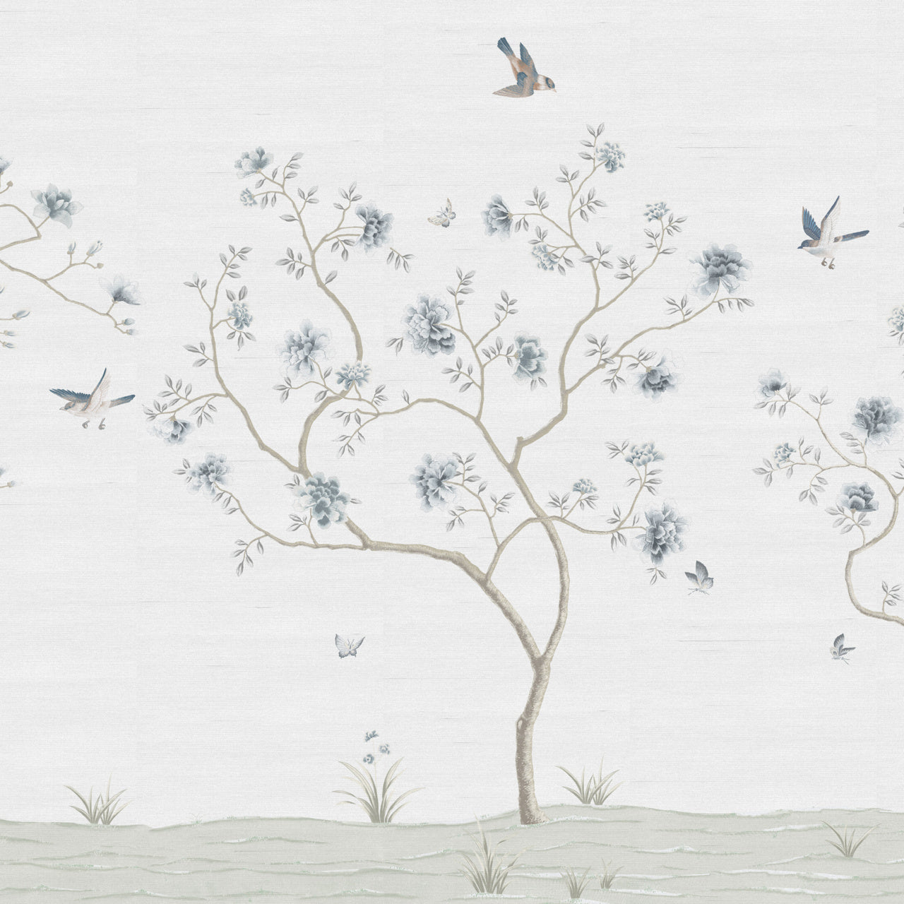 ETERNAL-SPRING-SILVER-ON-STAR-DUST-SILK-PHILLIP-JEFFRIES-10221 - Phillip Jeffries Wallpaper Wallcovering