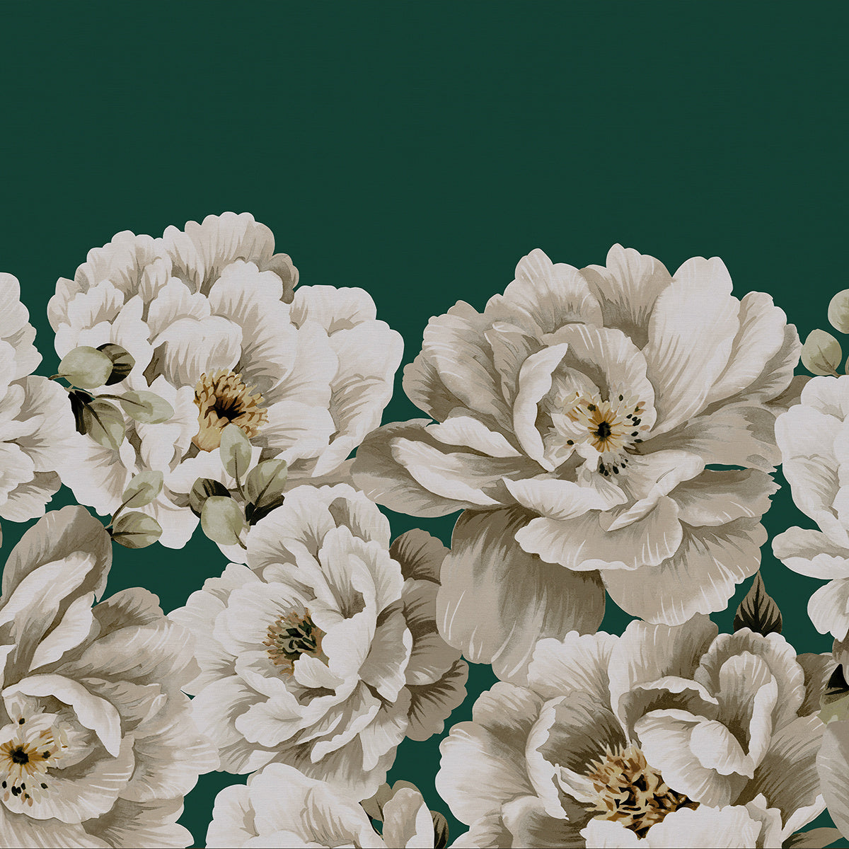 PERFECT-PEONIES-GREEN-ON-VINYL-CANVAS-PHILLIP-JEFFRIES-10170 - Phillip Jeffries Wallpaper Wallcovering