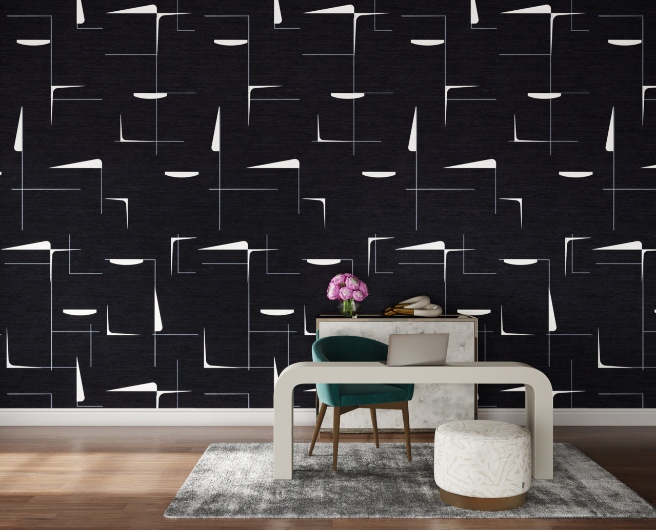 NOD-TO-MOD-BRUSHWORK-BLACK-ON-MANILA-HEMP-PHILLIP-JEFFRIES-9849 - Phillip Jeffries Wallpaper Wallcovering