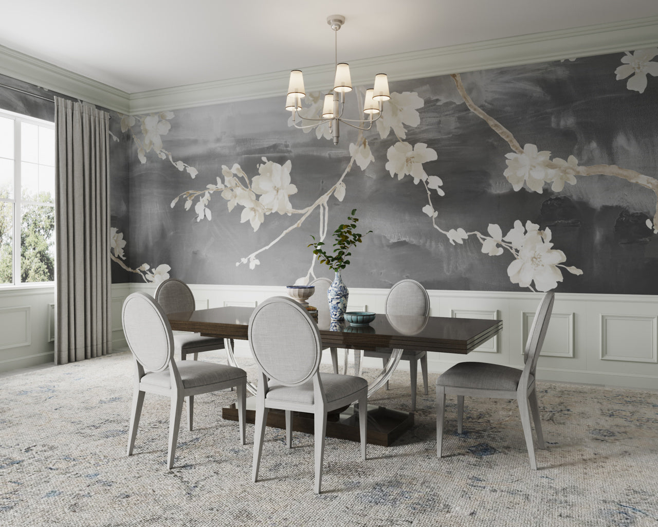 HAIKU-PERENNIAL-ROSE-ON-STAR-DUST-SILK-PHILLIP-JEFFRIES-9012 - Phillip Jeffries Wallpaper Wallcovering