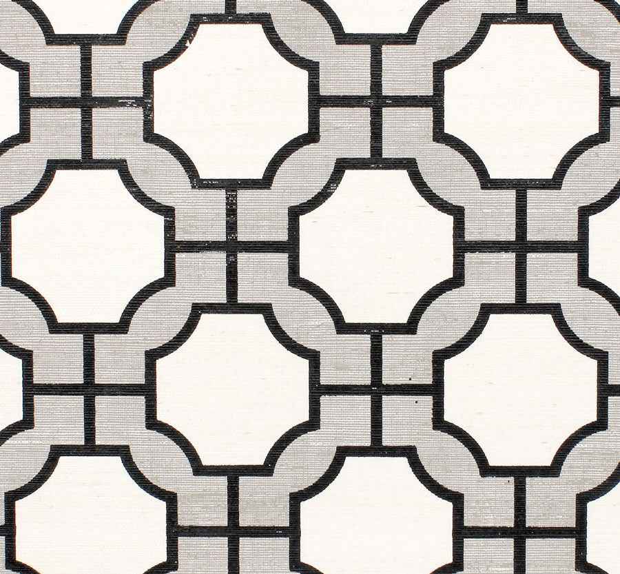 Imperial Gates Grey and Black on Manila Hemp - Phillip Jeffries 5196 - Phillip Jeffries Wallpaper Wallpaper