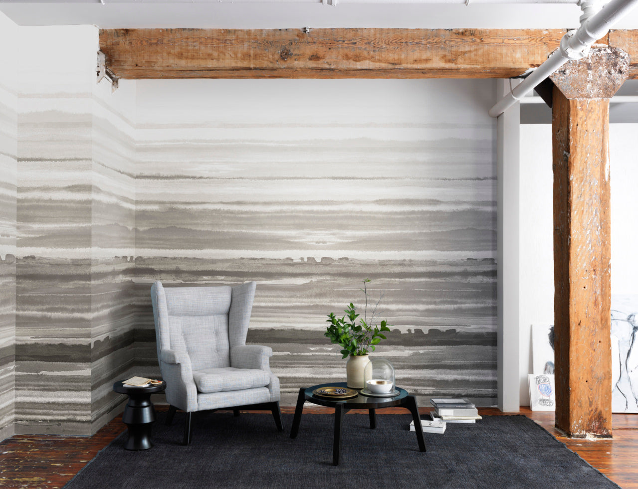FADE-CHARCOAL-ON-STAR-DUST-SILK-PHILLIP-JEFFRIES-7222 - Phillip Jeffries Wallpaper Wallcovering