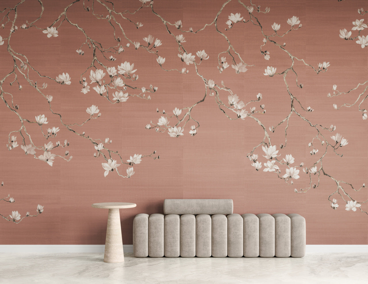 BLOSSOM-CANYON-PINK-ON-STAR-DUST-SILK-PHILLIP-JEFFRIES-36407 - Phillip Jeffries Wallpaper Wallcovering