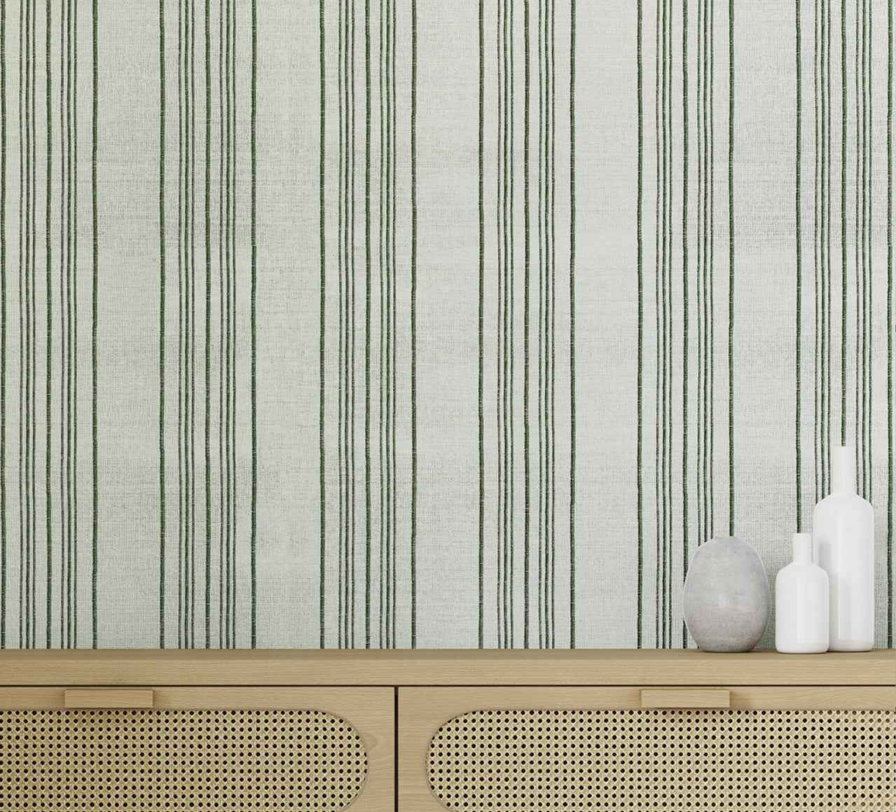Sailor Stripe Moss Mooring on Canvas Linen - Phillip Jeffries 10000 - Phillip Jeffries Wallpaper Wallpaper