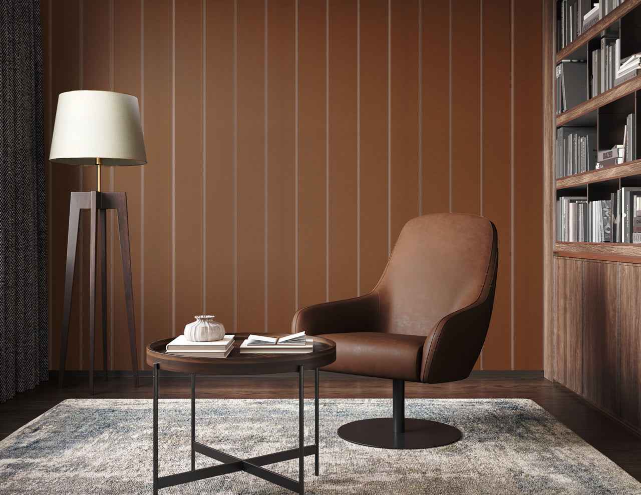 Jackson Stripe White and Rust on Canvas Linen - Phillip Jeffries 10722 - Phillip Jeffries Wallpaper Wallpaper