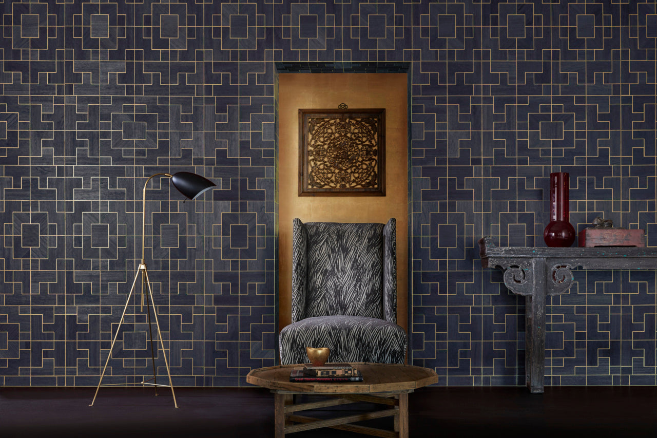 FRETWORK-IMPERIAL-BLUE-PHILLIP-JEFFRIES-6876 - Phillip Jeffries Wallpaper Wallcovering