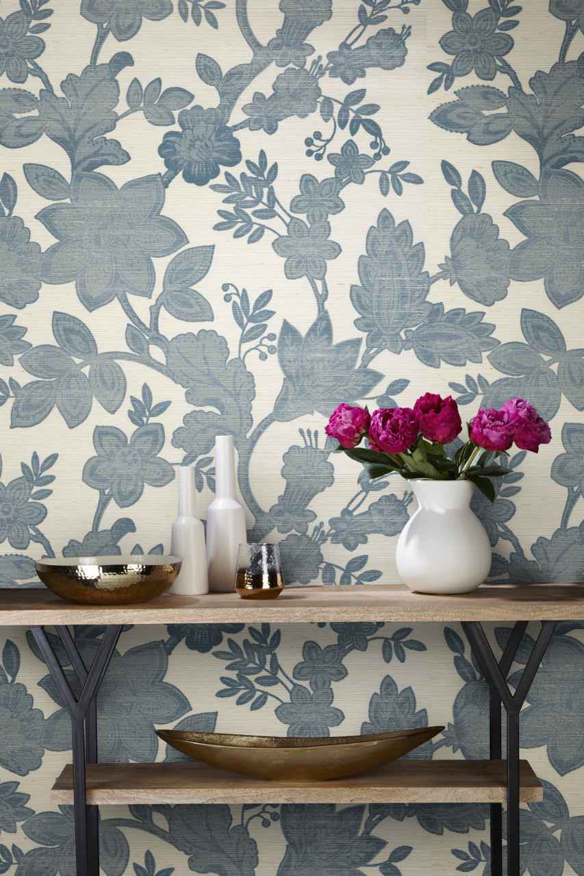 Bohemia Smokey Blue on Manila Hemp - Phillip Jeffries 7488 - Phillip Jeffries Wallpaper Wallpaper