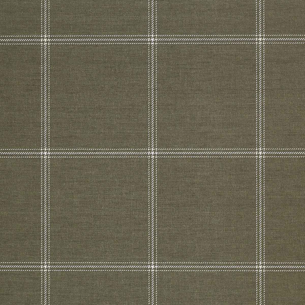 Jackson Plaid White and Forest on Canvas Linen - Phillip Jeffries 10710