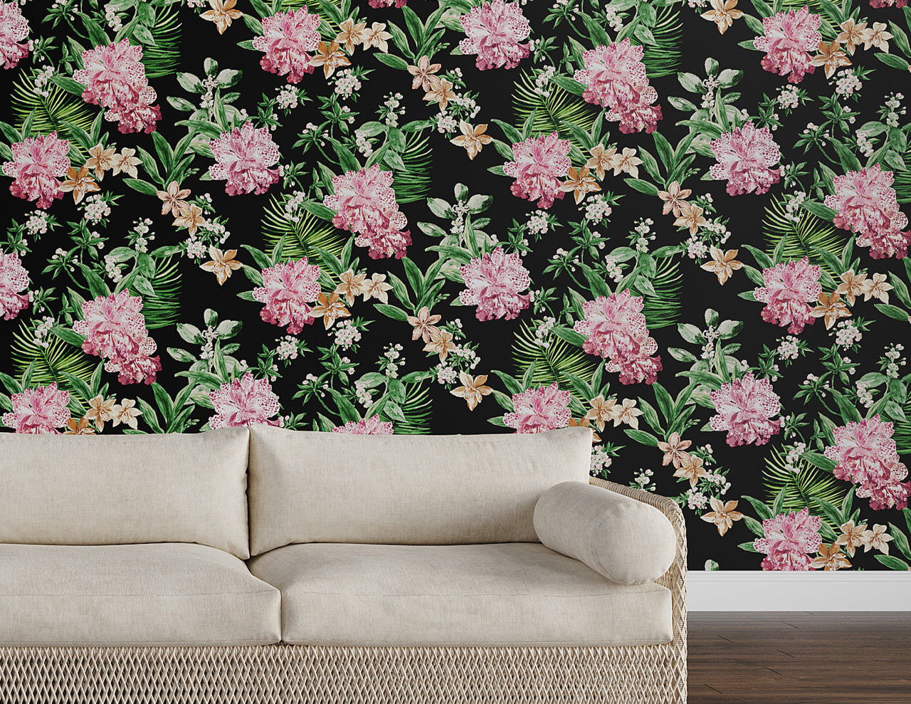 ALOHA-ORCHIDS-TROPICAL-SPRITZ-ON-VINYL-CANVAS-PHILLIP-JEFFRIES-10559 - Phillip Jeffries Wallpaper Wallcovering
