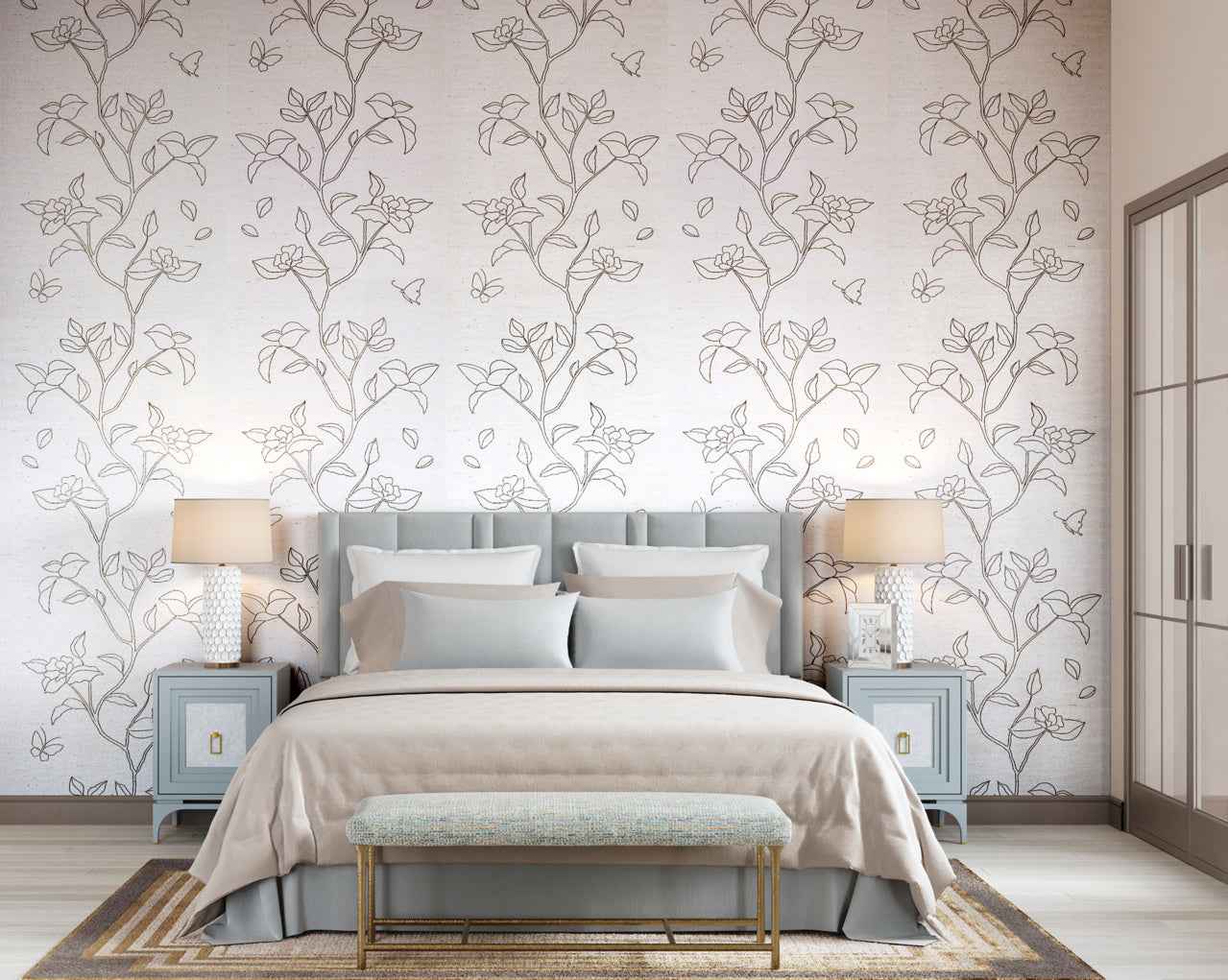 Garden Grass Pink Petals - Phillip Jeffries 9530 - Phillip Jeffries Wallpaper Wallpaper