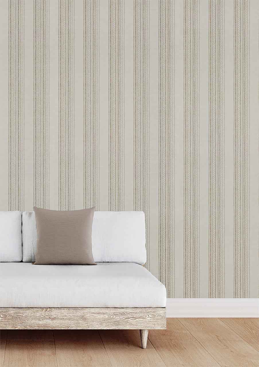 Maritime Stripe Batten Brown on Canvas Linen - Phillip Jeffries 10007 - Phillip Jeffries Wallpaper Wallpaper