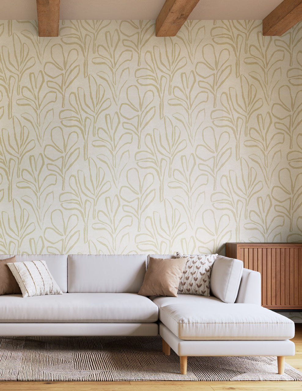 SPRIG-SILHOUETTE-NEUTRAL-BLOOM-ON-MANILA-HEMP-PHILLIP-JEFFRIES-10304 - Phillip Jeffries Wallpaper Wallcovering