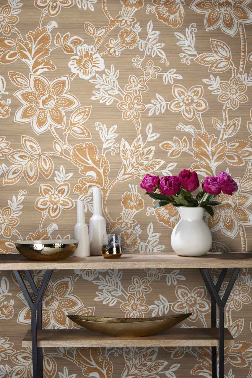 Bohemia Marigold on Vinyl Silk and Abaca - Phillip Jeffries 7490 - Phillip Jeffries Wallpaper Wallpaper