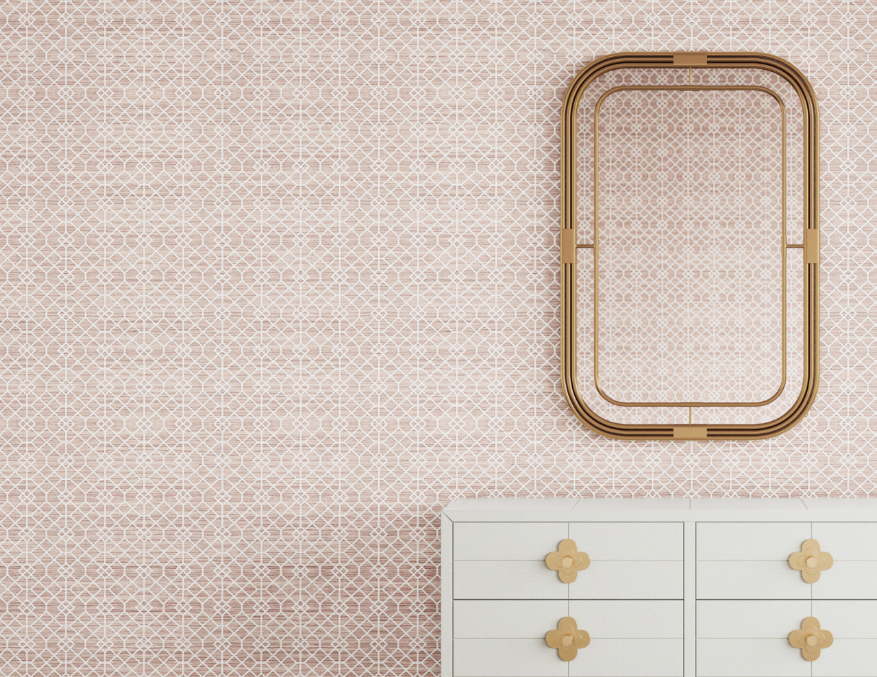 GARDEN-GATE-BLUSHING-LATTICE-ON-GLAM-GRASS-PHILLIP-JEFFRIES-35502 - Phillip Jeffries Wallpaper Papel pintado